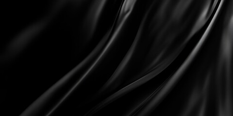 Fototapeta premium A smooth black fabric with gentle folds and curves, creating a sense of elegance and depth.