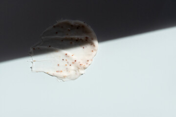 A smear of scrub on a light background. Beauty concept.