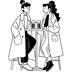 Black and White Two Girls drinking Beer and Chatting