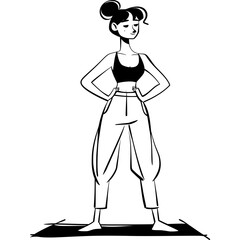 Black and White Sportive Woman doing Yoga