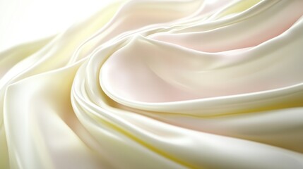 Soft, flowing fabric with a gentle gradient of cream and pale pink hues.