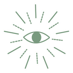 All seeing eye png sticker, aesthetic line art graphic, on transparent background