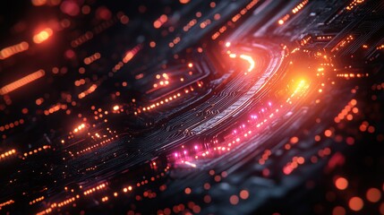 Fototapeta premium A futuristic technology concept background showcases a cyber circuit with intricate designs, embodying the high-tech digital age.