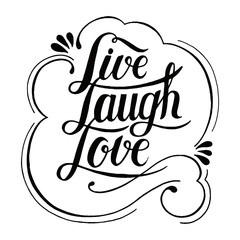 Calligraphy sticker png live love laugh
