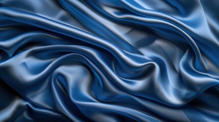 Obraz premium The sleek look of blue silk fits perfectly with modern design aesthetics, ideal for stylish presentations or promotions