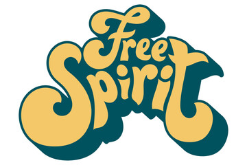 Yellow free spirit retro style font design element