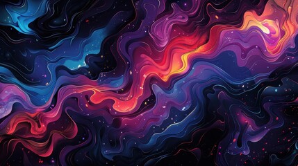 Orange, purple, blue and pink lines that create a sense of movement