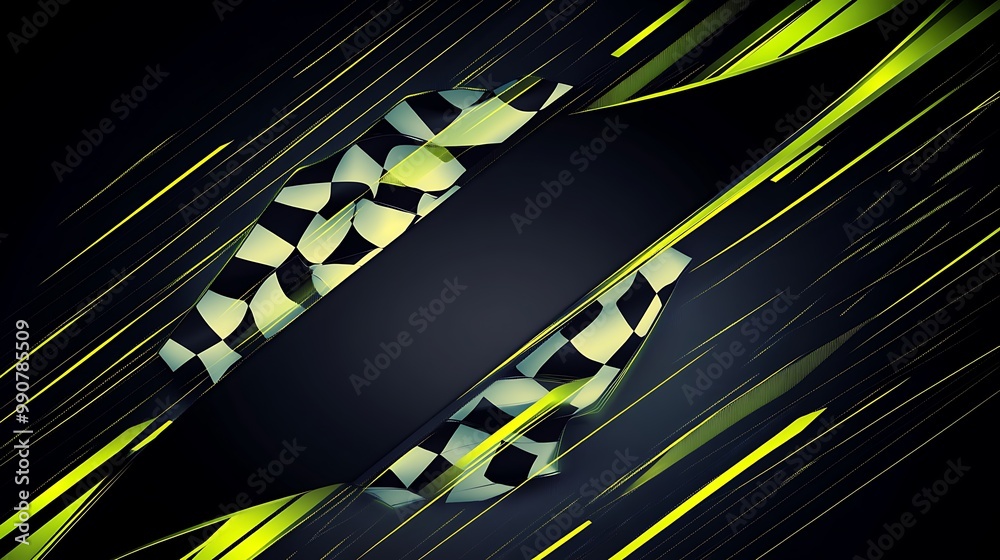 Aufkleber Abstract racing background with checkered flag and speed lines.