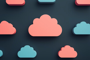 Abstract representation of cloud storage redundancy with data duplicated in multiple locations for security