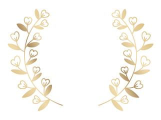 Png wreath watercolor floral ornament gold luxury style