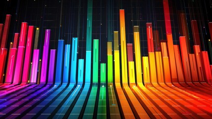 Obraz premium Bar charts with many colors going up and down for stock market investment or bright colorful banking charts 