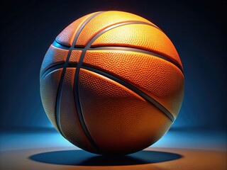 Obraz premium A detailed 3D basketball model ideal for enhancing sports illustrations and graphic design projects, offering realism and versatility for creative applications. Perfect for professional use.