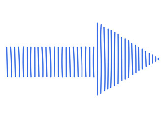 Blue arrow png sticker, minimal doodle design, transparent background