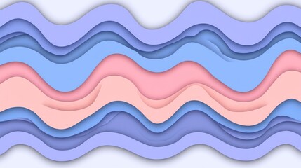 A colorful abstract design featuring layered waves in pastel shades.