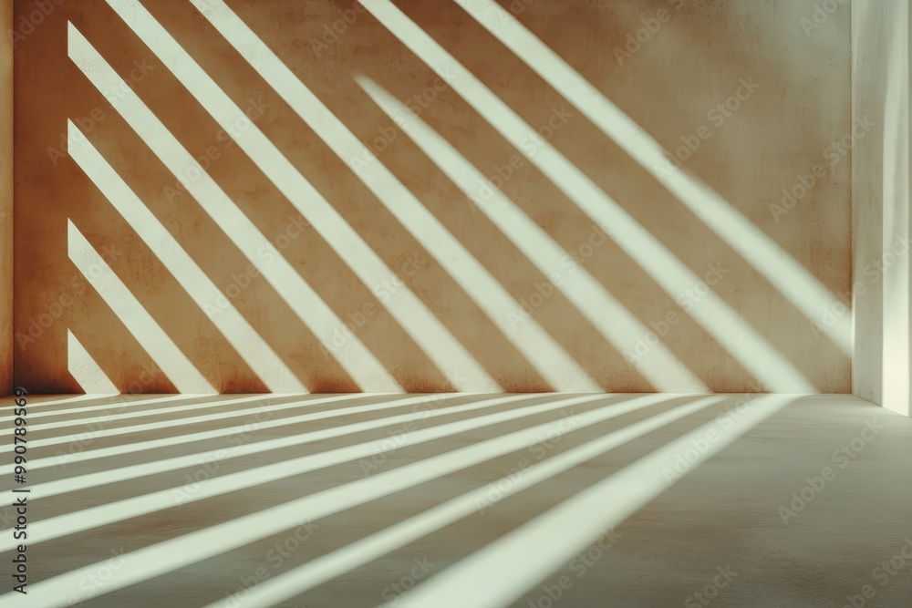 Wall mural exploring the harmony of light and shadows in a minimalist geometric space design