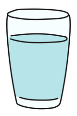 Glass of water png sticker, beverage doodle on transparent background