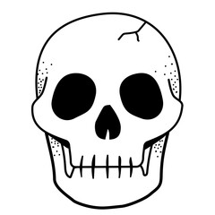 Skull png doodle sticker, black & white illustration, transparent background