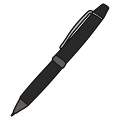 Black pen png sticker, stationery doodle line art on transparent background