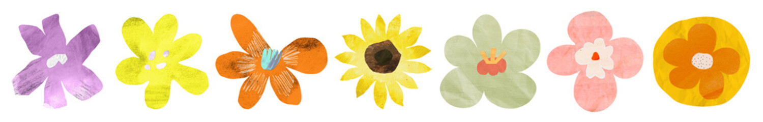 Flower bud paper craft png cut out element set