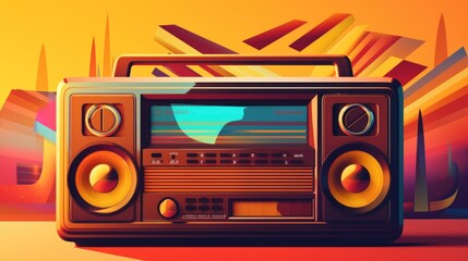 Fototapeta premium Vintage Boombox in a Retro Setting