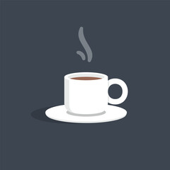 white coffee ceramic mug in flat vector design.