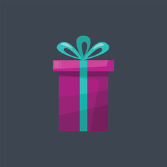 purple gift box in flat vector design.