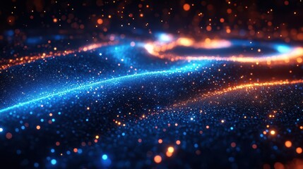 Obraz premium futuristic fiber optic network glowing blue data streams abstract tech background interconnected nodes sense of highspeed communication