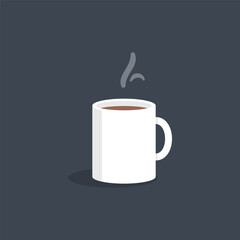 white coffee ceramic cup in flat vector design