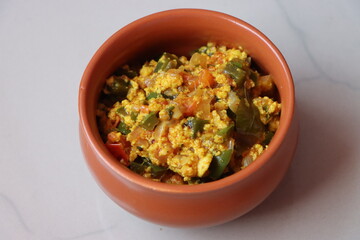 Paneer Bhurji or paneer burji, cottage cheesse fry with onion, tomato, capsicum and spices