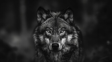 Fototapeta premium Stunning and majestic wolf wallpaper featuring a powerful canine in a natural wilderness setting, perfect for nature lovers, animal enthusiasts, and unique digital backgrounds.