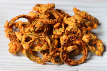 Marcha na ring bhajiya, Gujrati snack, ring fritters made with chili peppers