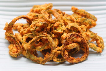 Marcha na ring bhajiya, Gujrati snack, ring fritters made with chili peppers