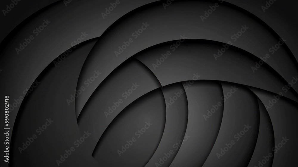 Poster Abstract design featuring layered, curved shapes in a dark color scheme.