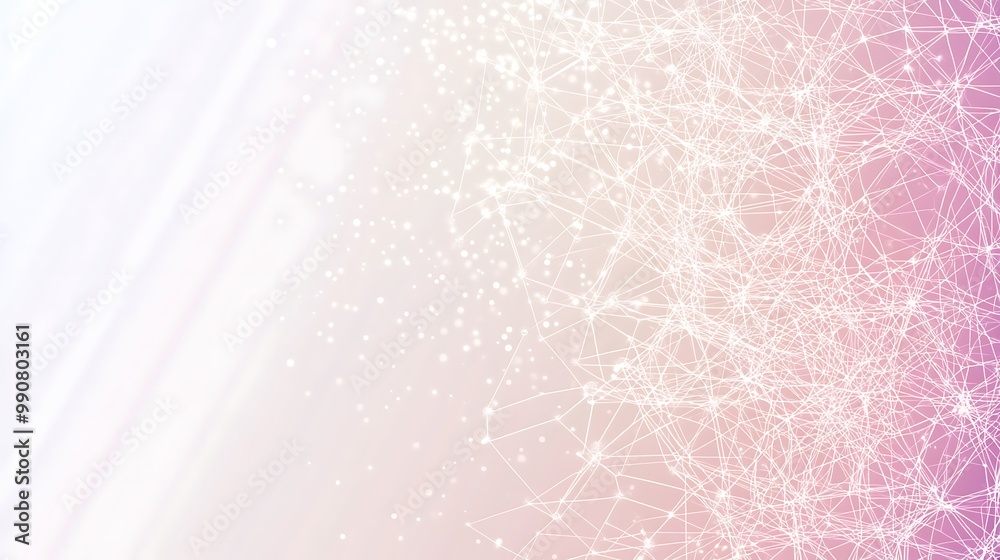 Poster Abstract pink and white background with a network of connected dots and lines.