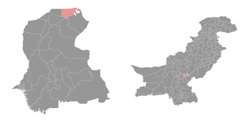 Kashmore district map, administrative division of Pakistan. Vector illustration.
