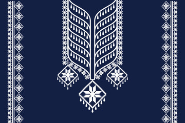 Geometric vectors Neckline embroidery on dark background for fashion clothing 