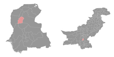 Naushahro Feroze district map, administrative division of Pakistan. Vector illustration.