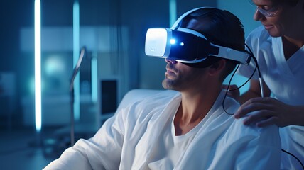 Close-up of a patient undergoing VR examination for precise diagnostics