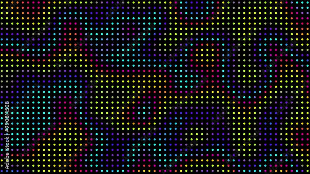 Poster Animated abstract technology black background random dots and grid 4K