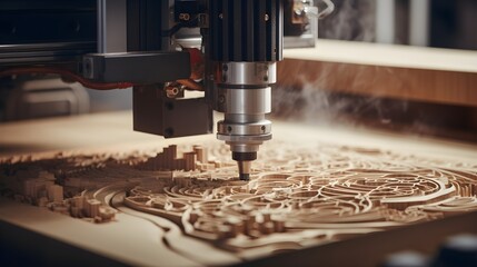 CNC machine in action, intricately carving precision components