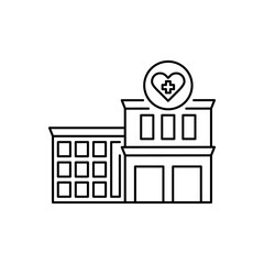 Hospice center black line icon.