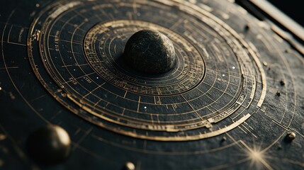 A detailed, artistic representation of celestial bodies and orbits, showcasing intricate designs and textures that evoke cosmic wonder.