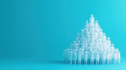 Pyramid of figures with random arrangement at base.