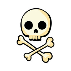 Skull with crossed bones Sign of danger and death Halloween Logo Vector Illustration Isolated