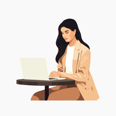 Woman working on laptop illustration