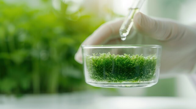 Person preparing algae extracts for health benefits.