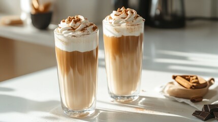 Warm Coffee with Cinnamon in Modern Kitchen