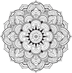 Fototapeta premium Floral flower mandala outline vector for coloring pages, attractive and simple mandala design.