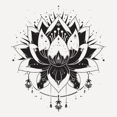 Intricate black and white mandala