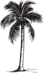 Palm tree vector outline on the island, Coconut tree vector
